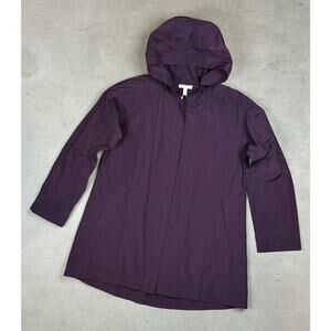 Eileen Fisher Hooded Lightweight Organic Cotton Nylon Jacket Size Small Ret $258